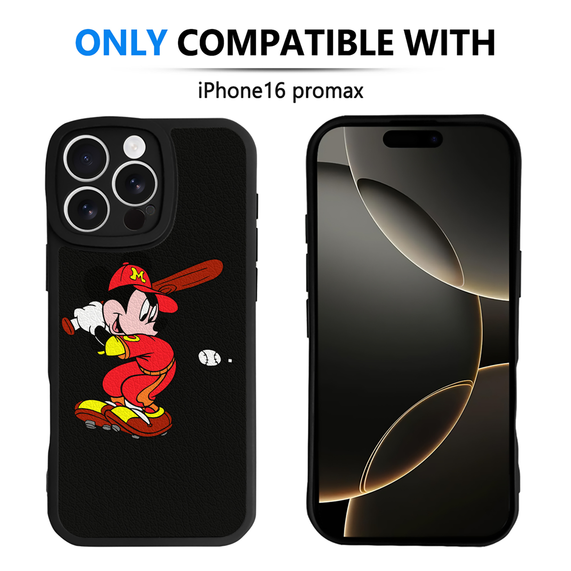 （画像用） ミッキーマウス Mickey Mouse 【iPhone 16シリーズ対応】シリコンスマホケース（レザー調） 材質：シリコン